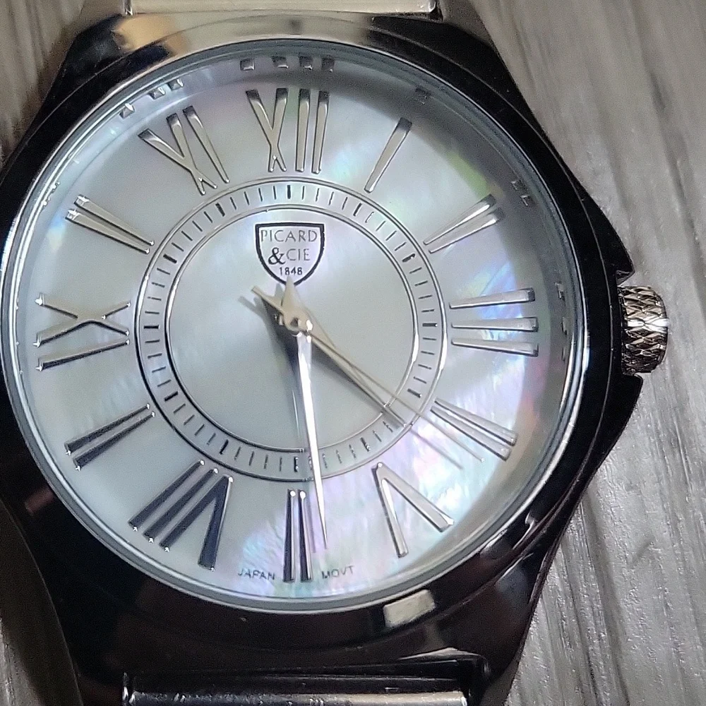 Picard And Cie Pearl Face Silver Mesh Strap Men's Watch
